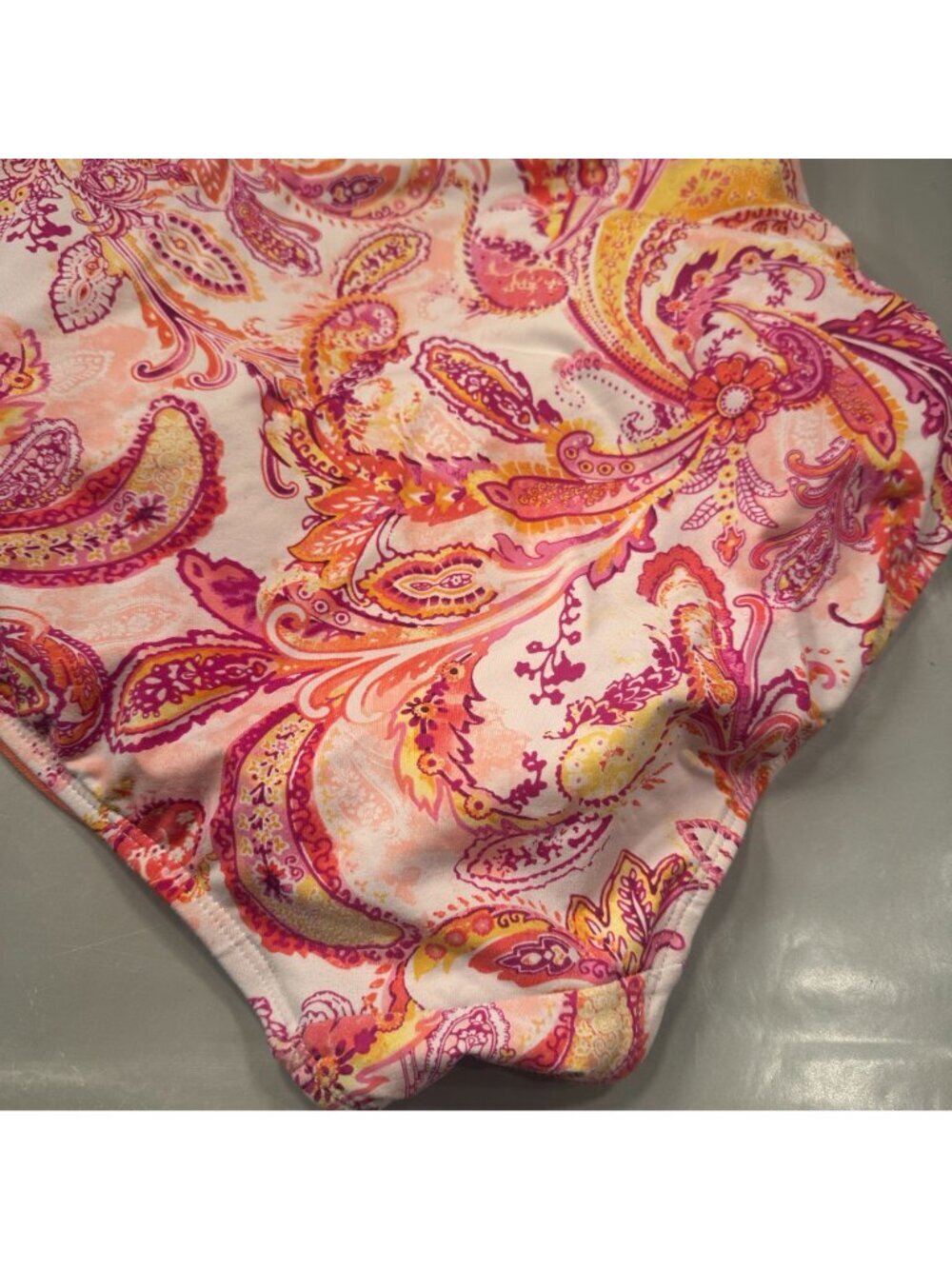 Lauren Ralph Lauren Paisley Bandeau One Piece Womens Swimsuit Ruched Padded Cups - Picture 9 of 16